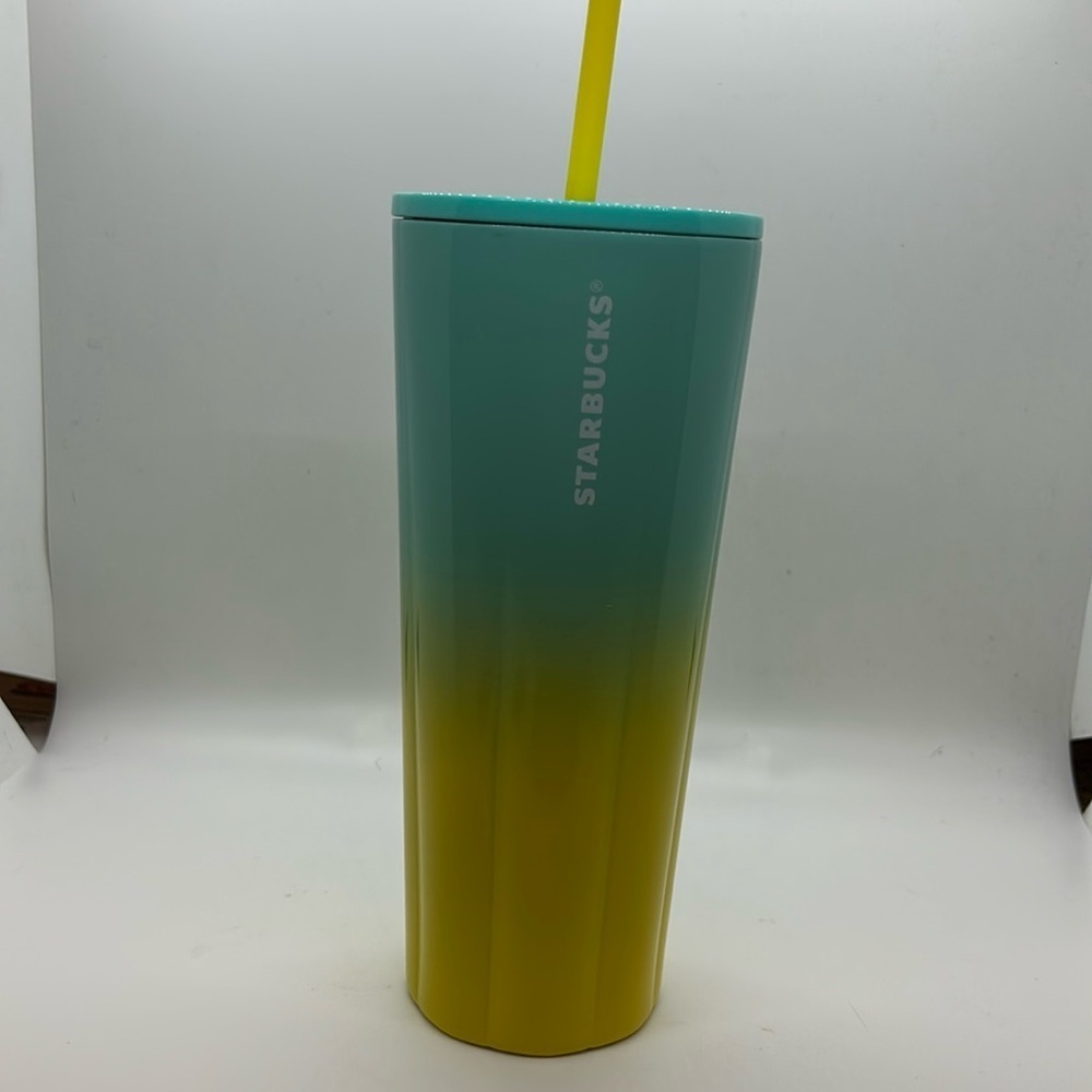 Starbucks Blue and Yellow Ombre Stainless Steel 24oz Cold Cup 2021
